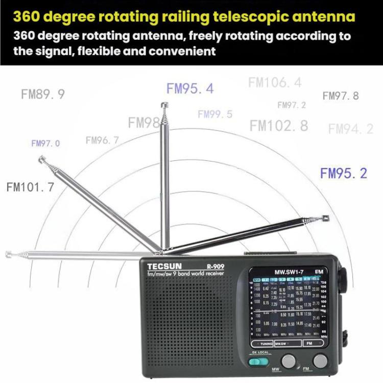 TECSUN R-909 AM FM SW 9-Band Pocket Mini Portable Radio(Standard) - Radio Player by TECSUN | Online Shopping UK | buy2fix