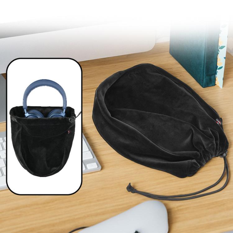 Universal Headphone Storage Case Dustproof Drawstring Bag With Ultra-Soft Short Plush(Black) - Headset Accessories by buy2fix | Online Shopping UK | buy2fix