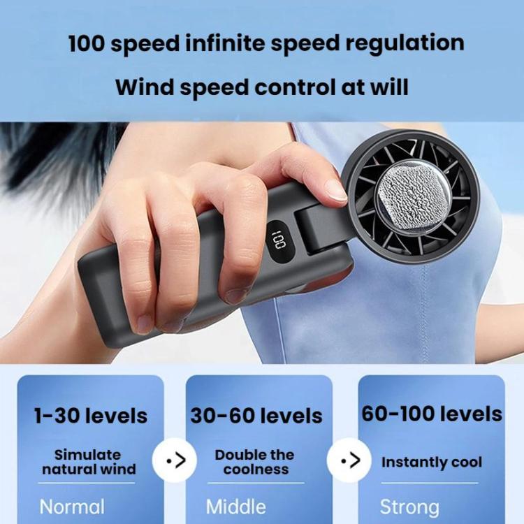 WT21 Handheld Cooling Fan Foldable Ice Pack Fan With Battery Level Display(Black) - Electric Fans by buy2fix | Online Shopping UK | buy2fix