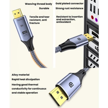 1m DP To HDMI 8K 60HZ HD Conversion Cable TV Computer Connection Conversion Monitor Projection Cable -  by buy2fix | Online Shopping UK | buy2fix
