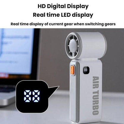 WH14 Handheld Digital Display Fan Outdoor Portable High Speed Fan(White) - Electric Fans by buy2fix | Online Shopping UK | buy2fix