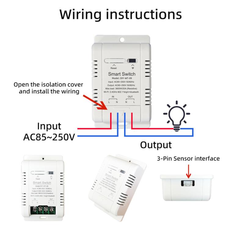 DIY-WT-09 20A Temperature Switch Smart Thermostat, Compatible With Google / Alexa / Yandex Alice / IFTTT, Spec: Humidity+1m Temperature Humidity Sensor - Thermostat & Thermometer by buy2fix | Online Shopping UK | buy2fix