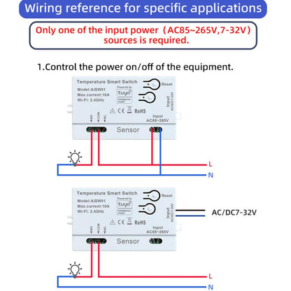Graffiti WIFI Temperature Dry Contact Switch Module APP Remote Control Switch, Supports Google / Alexa Voice, Spec: Humidity+Integrated 1m Cable - Thermostat & Thermometer by buy2fix | Online Shopping UK | buy2fix