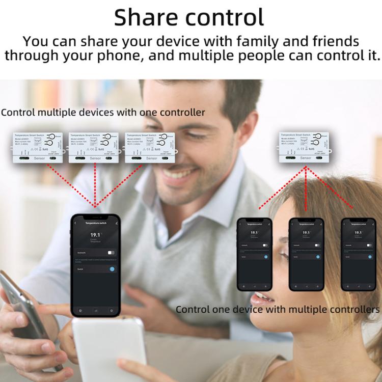 Graffiti WIFI Temperature Dry Contact Switch Module APP Remote Control Switch, Supports Google / Alexa Voice, Spec: With 1m Cable - Thermostat & Thermometer by buy2fix | Online Shopping UK | buy2fix