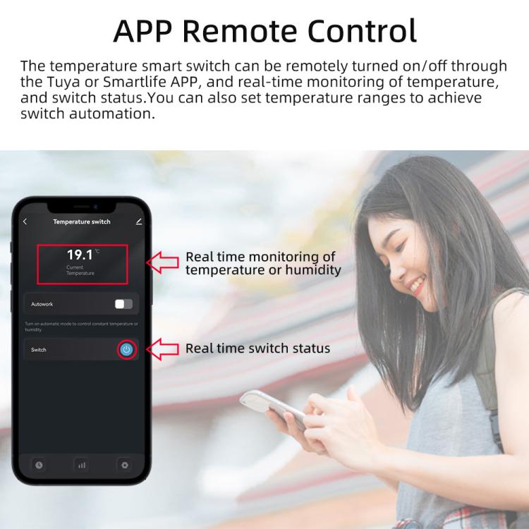 Graffiti WIFI Temperature Dry Contact Switch Module APP Remote Control Switch, Supports Google / Alexa Voice, Spec: With 2m Cable - Thermostat & Thermometer by buy2fix | Online Shopping UK | buy2fix