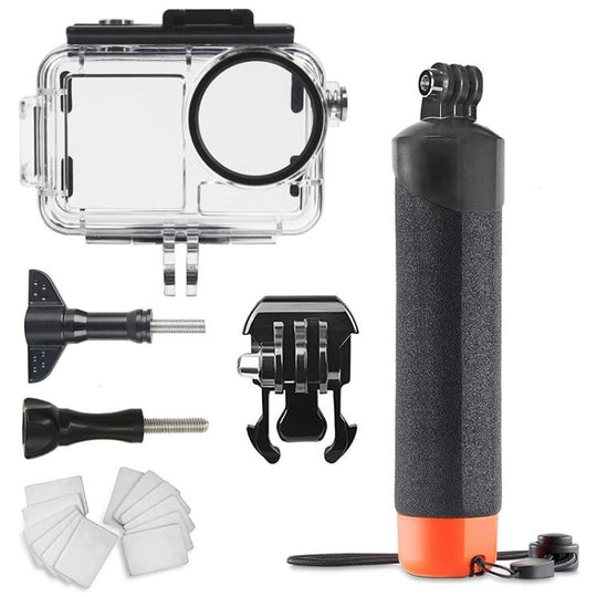 For DJI Action 5 Pro/4/3 Waterproof Diving Case with Buoyancy Float Stick Kit Includes Anti-Fog Inserts, Mounting Base