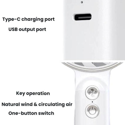 WT25 Handheld Fan With Lanyard Clip USB Desktop Silent Rechargeable Fan(White) - Electric Fans by buy2fix | Online Shopping UK | buy2fix