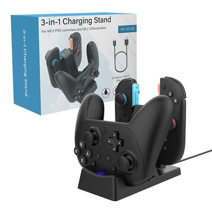 For Nintendo Switch 2 Joy-Con & Pro Controller 3-in-1 Charging Dock Storage Holder with LED Indicators - Charger & Power by buy2fix | Online Shopping UK | buy2fix