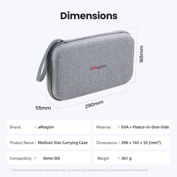 For DJI Osmo 360 aMagisn Mid-Size Storage Case Durable Organizer Bag With Detachable Inner Tray(Gray) - Case & Bags by aMagisn | Online Shopping UK | buy2fix