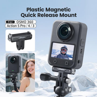 For DJI Osmo 360/Action 5 Pro/4/3 aMagisn Magnetic Quick-Release Adapter Plastic Snap-On Base(Black) - Other by aMagisn | Online Shopping UK | buy2fix