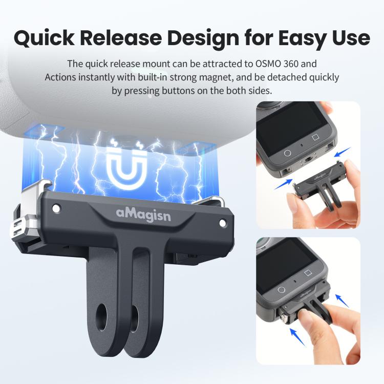 For DJI Osmo 360/Action 5 Pro/4/3 aMagisn Magnetic Quick-Release Adapter Plastic Snap-On Base(Black) - Other by aMagisn | Online Shopping UK | buy2fix
