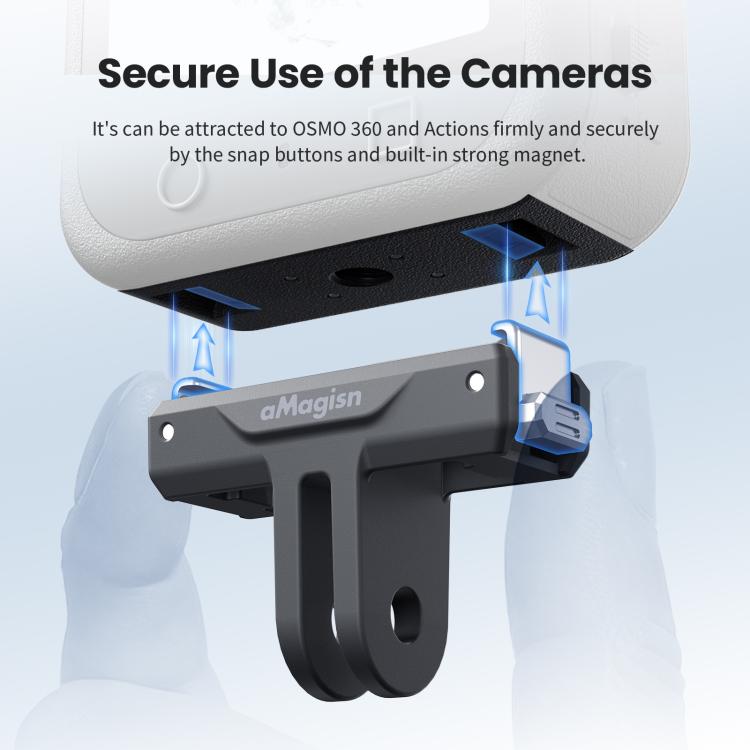 For DJI Osmo 360/Action 5 Pro/4/3 aMagisn Magnetic Quick-Release Adapter Plastic Snap-On Base(Black) - Other by aMagisn | Online Shopping UK | buy2fix