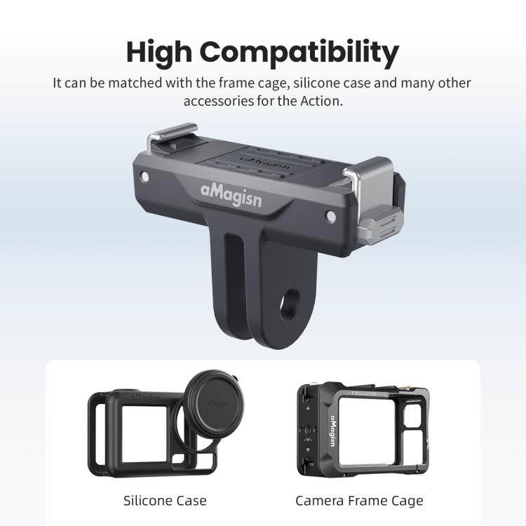 For DJI Osmo 360/Action 5 Pro/4/3 aMagisn Magnetic Quick-Release Adapter Plastic Snap-On Base(Black) - Other by aMagisn | Online Shopping UK | buy2fix