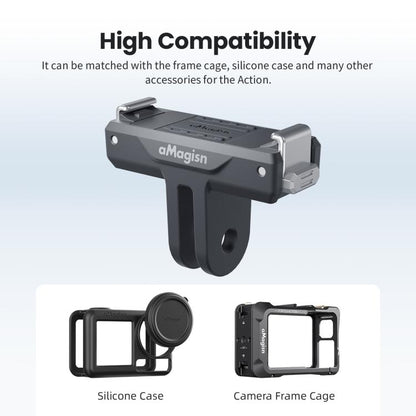 For DJI Osmo 360/Action 5 Pro/4/3 aMagisn Magnetic Quick-Release Adapter Plastic Snap-On Base(Black) - Other by aMagisn | Online Shopping UK | buy2fix