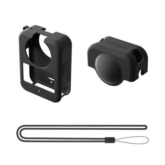 For DJI Osmo 360 Camera aMagisn Silicone Body Cover Set with Lens Cap & Neck Lanyard(Black) - Case & Bags by aMagisn | Online Shopping UK | buy2fix