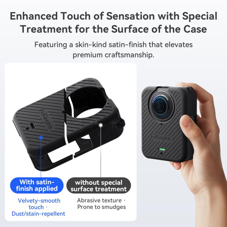 For DJI Osmo 360 Camera aMagisn Silicone Body Cover Set with Lens Cap & Neck Lanyard(Black) - Case & Bags by aMagisn | Online Shopping UK | buy2fix