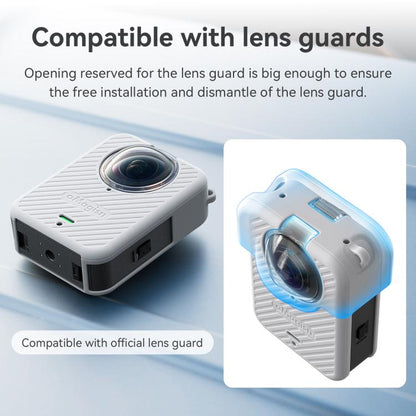 For DJI Osmo 360 Camera aMagisn Silicone Body Cover Set with Lens Cap & Neck Lanyard(Light Gray) - Case & Bags by aMagisn | Online Shopping UK | buy2fix