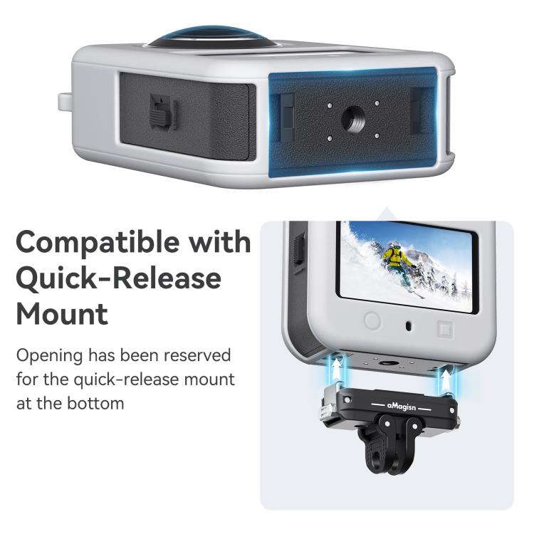 For DJI Osmo 360 Camera aMagisn Silicone Body Cover Set with Lens Cap & Neck Lanyard(Black) - Case & Bags by aMagisn | Online Shopping UK | buy2fix