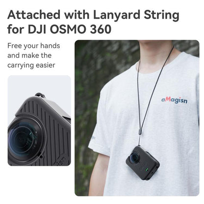 For DJI Osmo 360 Camera aMagisn Silicone Body Cover Set with Lens Cap & Neck Lanyard(Black) - Case & Bags by aMagisn | Online Shopping UK | buy2fix