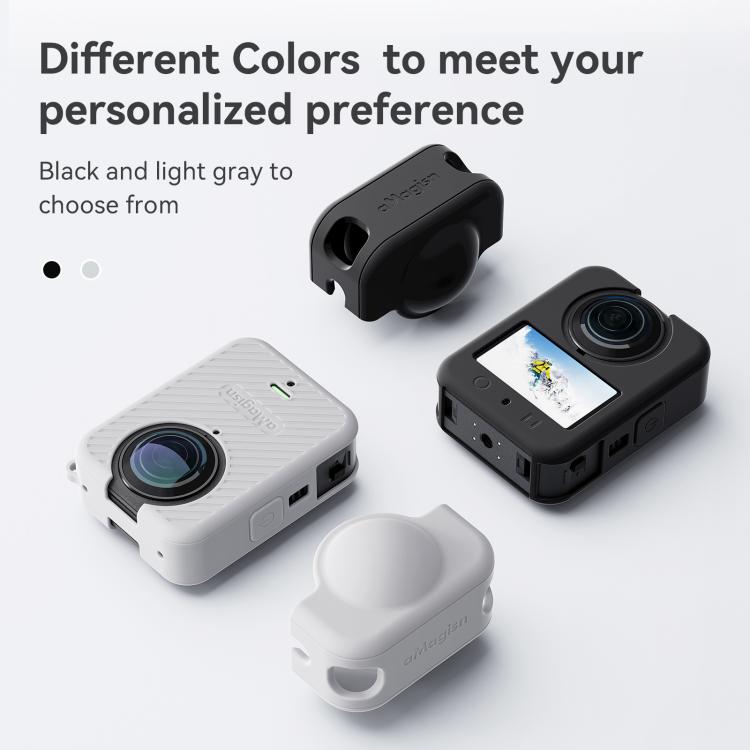 For DJI Osmo 360 Camera aMagisn Silicone Body Cover Set with Lens Cap & Neck Lanyard(Black) - Case & Bags by aMagisn | Online Shopping UK | buy2fix