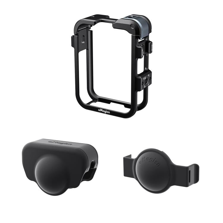 For DJI Osmo 360 AMagisn Quick-Release Metal Cage With Dual/Single Lens Caps Camera Mount Rig(Black) - Protection Frame by aMagisn | Online Shopping UK | buy2fix