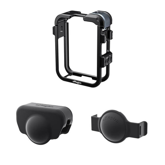 For DJI Osmo 360 AMagisn Quick-Release Metal Cage With Dual/Single Lens Caps Camera Mount Rig(Black) - Protection Frame by aMagisn | Online Shopping UK | buy2fix