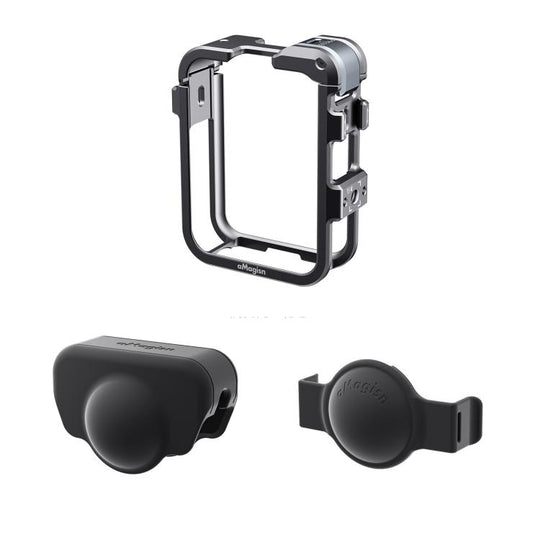 For DJI Osmo 360 AMagisn Quick-Release Metal Cage With Dual/Single Lens Caps Camera Mount Rig(Smokey Steel)