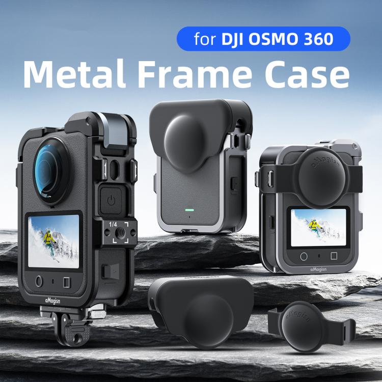 For DJI Osmo 360 AMagisn Quick-Release Metal Cage With Dual/Single Lens Caps Camera Mount Rig(Black) - Protection Frame by aMagisn | Online Shopping UK | buy2fix