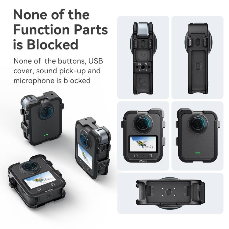 For DJI Osmo 360 AMagisn Quick-Release Metal Cage With Dual/Single Lens Caps Camera Mount Rig(Black) - Protection Frame by aMagisn | Online Shopping UK | buy2fix