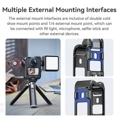 For DJI Osmo 360 AMagisn Quick-Release Metal Cage With Dual/Single Lens Caps Camera Mount Rig(Smokey Steel) - Protection Frame by aMagisn | Online Shopping UK | buy2fix