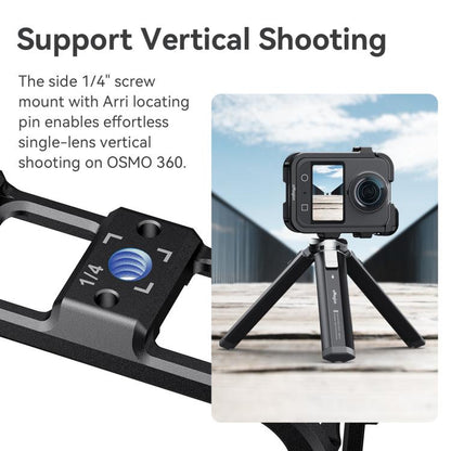 For DJI Osmo 360 AMagisn Quick-Release Metal Cage With Dual/Single Lens Caps Camera Mount Rig(Black) - Protection Frame by aMagisn | Online Shopping UK | buy2fix