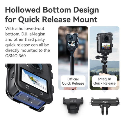 For DJI Osmo 360 AMagisn Quick-Release Metal Cage With Dual/Single Lens Caps Camera Mount Rig(Black) - Protection Frame by aMagisn | Online Shopping UK | buy2fix