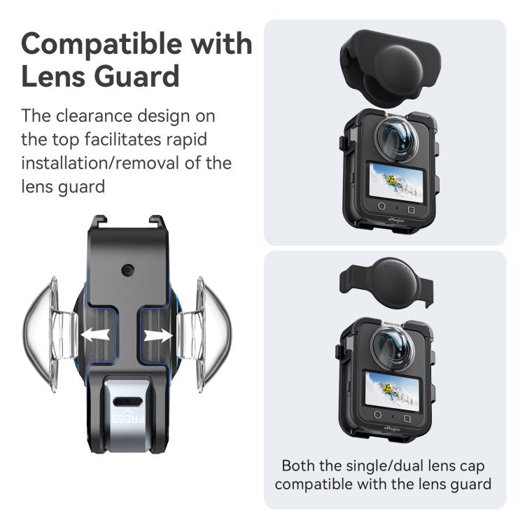 For DJI Osmo 360 AMagisn Quick-Release Metal Cage With Dual/Single Lens Caps Camera Mount Rig(Black) - Protection Frame by aMagisn | Online Shopping UK | buy2fix