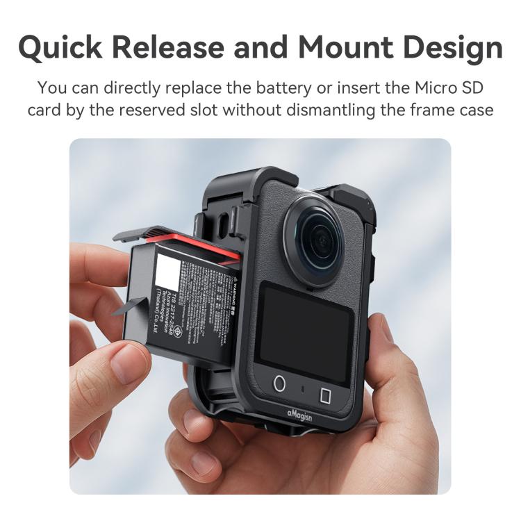 For DJI Osmo 360 AMagisn Quick-Release Metal Cage With Dual/Single Lens Caps Camera Mount Rig(Smokey Steel) - Protection Frame by aMagisn | Online Shopping UK | buy2fix