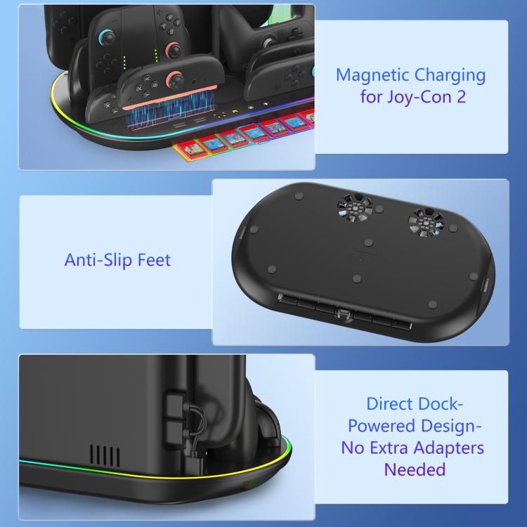 For Nintendo Switch 2 JYS NS2322 With RGB Light Charging Base Cooling Charging Storage Integrated Base(White) - Holder by JYS | Online Shopping UK | buy2fix