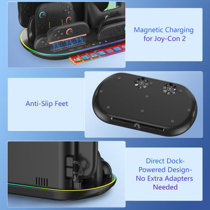 For Nintendo Switch 2 JYS NS2322 With RGB Light Charging Base Cooling Charging Storage Integrated Base(White) - Holder by JYS | Online Shopping UK | buy2fix