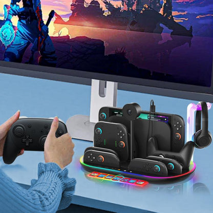 For Nintendo Switch 2 JYS NS2322 With RGB Light Charging Base Cooling Charging Storage Integrated Base(White) - Holder by JYS | Online Shopping UK | buy2fix