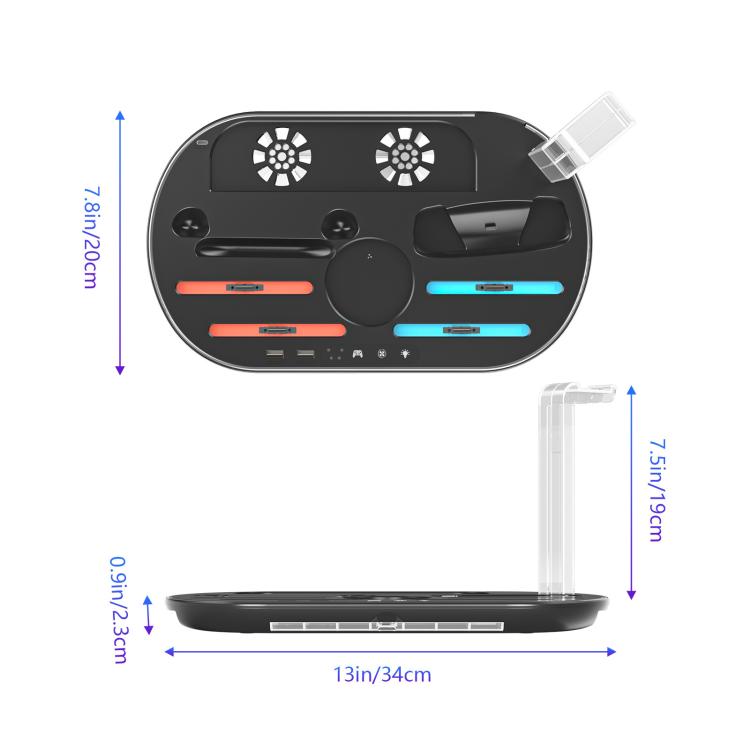 For Nintendo Switch 2 JYS NS2322 With RGB Light Charging Base Cooling Charging Storage Integrated Base(White) - Holder by JYS | Online Shopping UK | buy2fix