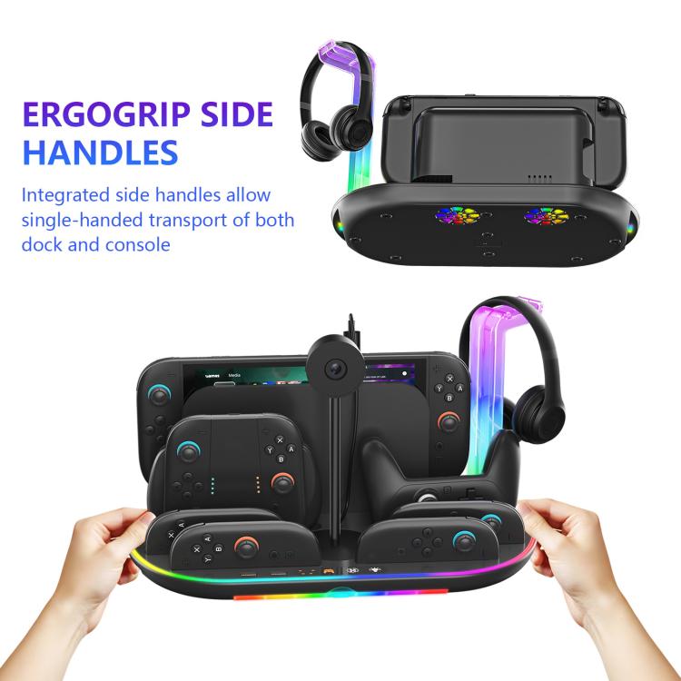 For Nintendo Switch 2 JYS NS2322 With RGB Light Charging Base Cooling Charging Storage Integrated Base(White) - Holder by JYS | Online Shopping UK | buy2fix