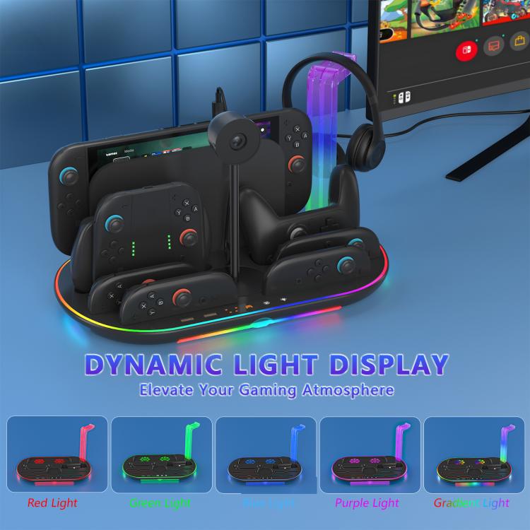 For Nintendo Switch 2 JYS NS2322 With RGB Light Charging Base Cooling Charging Storage Integrated Base(White) - Holder by JYS | Online Shopping UK | buy2fix