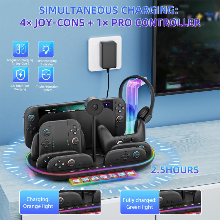 For Nintendo Switch 2 JYS NS2322 With RGB Light Charging Base Cooling Charging Storage Integrated Base(White) - Holder by JYS | Online Shopping UK | buy2fix