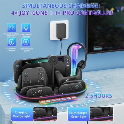 For Nintendo Switch 2 JYS NS2322 With RGB Light Charging Base Cooling Charging Storage Integrated Base(White) - Holder by JYS | Online Shopping UK | buy2fix