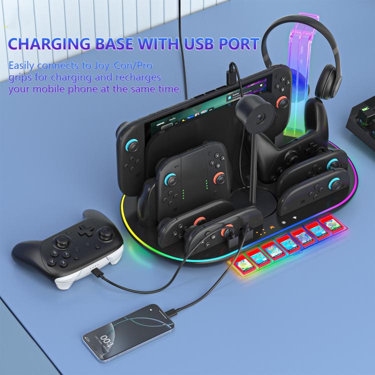 For Nintendo Switch 2 JYS NS2322 With RGB Light Charging Base Cooling Charging Storage Integrated Base(White) - Holder by JYS | Online Shopping UK | buy2fix