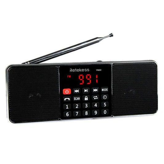 Retekess TR602 2 Band Bluetooth Radio MP3 Player(Black English Version) - Radio Player by Retekess | Online Shopping UK | buy2fix