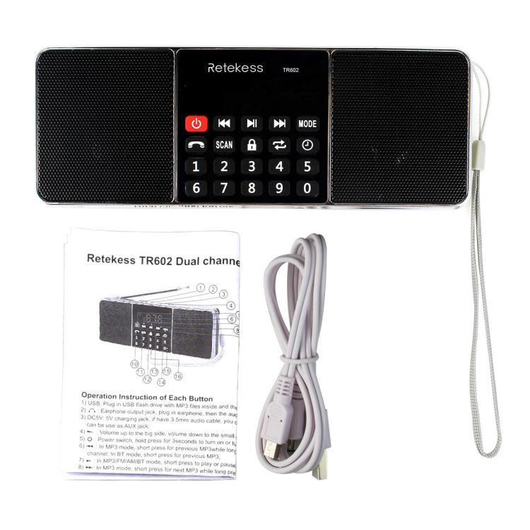 Retekess TR602 2 Band Bluetooth Radio MP3 Player(Black English Version) - Radio Player by Retekess | Online Shopping UK | buy2fix