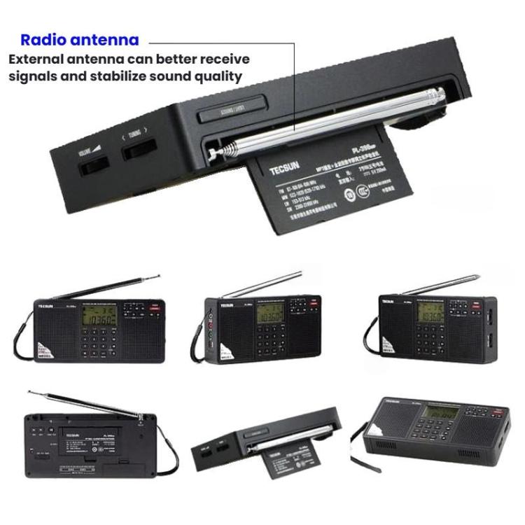 TECSUN PL-398MP Stereo Portable Full-Band Digital Tuning Radio Support SD Card Playback, Spec: Standard(Black) - Radio Player by TECSUN | Online Shopping UK | buy2fix