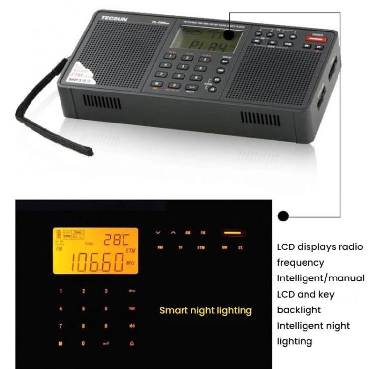 TECSUN PL-398MP Stereo Portable Full-Band Digital Tuning Radio Support SD Card Playback, Spec: Standard(Black) - Radio Player by TECSUN | Online Shopping UK | buy2fix