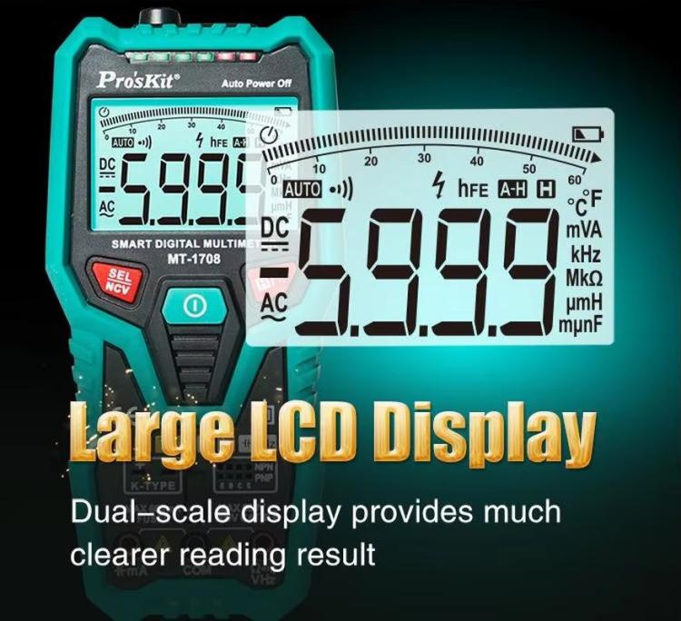 ProsKit MT-1708-C Multifunctional Burn-Proof 3 5/6 Intelligent Digital Multimeter Electrician Auto Ranging Universal Meter - Digital Multimeter by ProsKit | Online Shopping UK | buy2fix