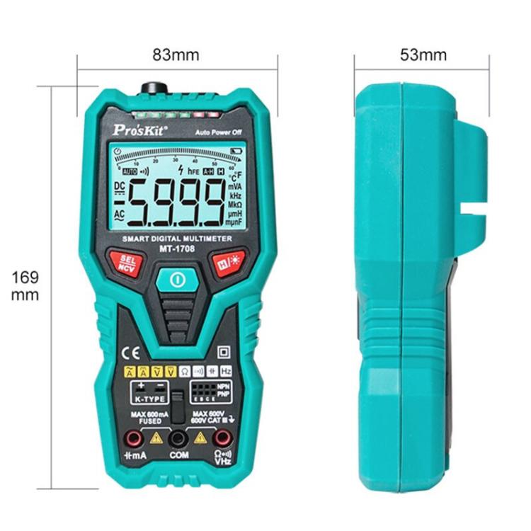 ProsKit MT-1708-C Multifunctional Burn-Proof 3 5/6 Intelligent Digital Multimeter Electrician Auto Ranging Universal Meter - Digital Multimeter by ProsKit | Online Shopping UK | buy2fix