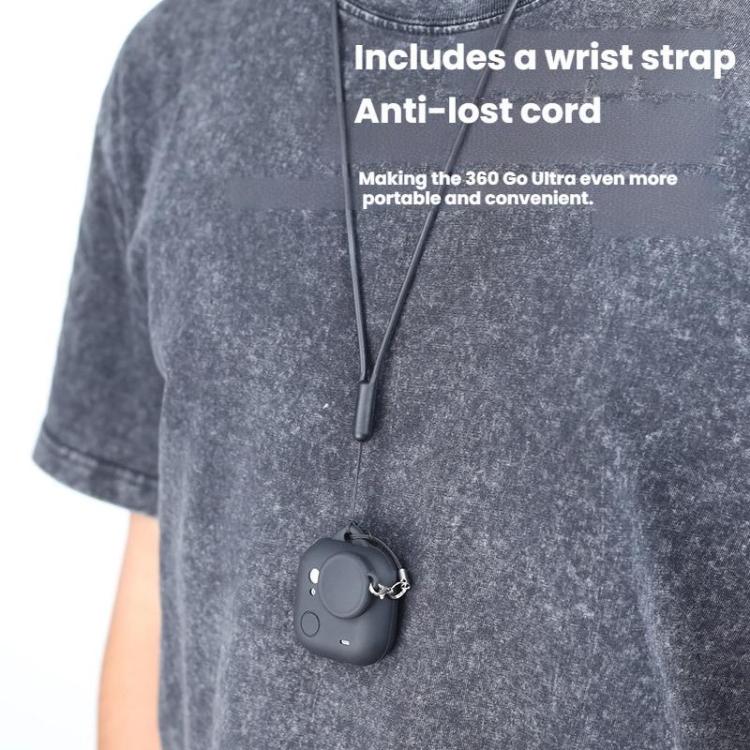For Insta360 GO Ultra Silicone Case & Lens Cap Set with Lanyard  Anti-Scratch Camera Body Protector(Black) - Case & Bags by buy2fix | Online Shopping UK | buy2fix